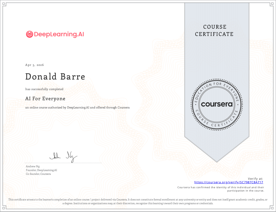 Coursera: AI For Everyone